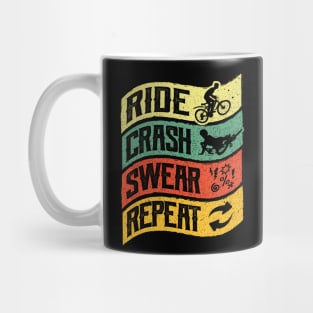 Ride Crash Swear Repeat Mountain Bike Mug